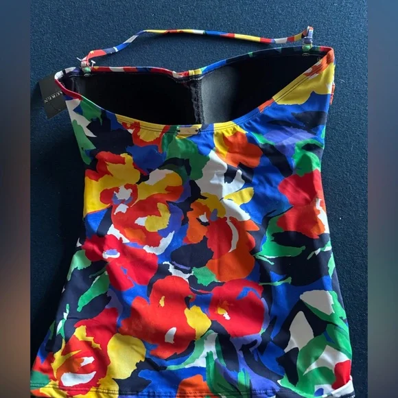 Ralph Lauren flattering floral swimsuit top- pair w/boy shorts or Bikini bottoms